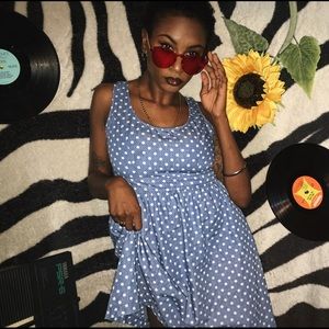 70s Inspired Blue&White Pin Up Sundress